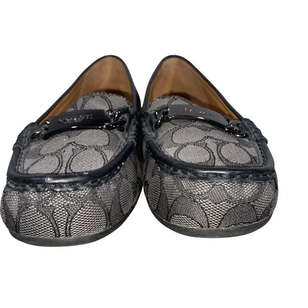 Coach Black and Gray Signature Canvas Loafers